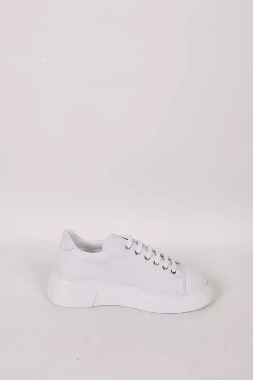 Kadın Beyaz Hakiki Deri Sneaker Spor Ayakkabı