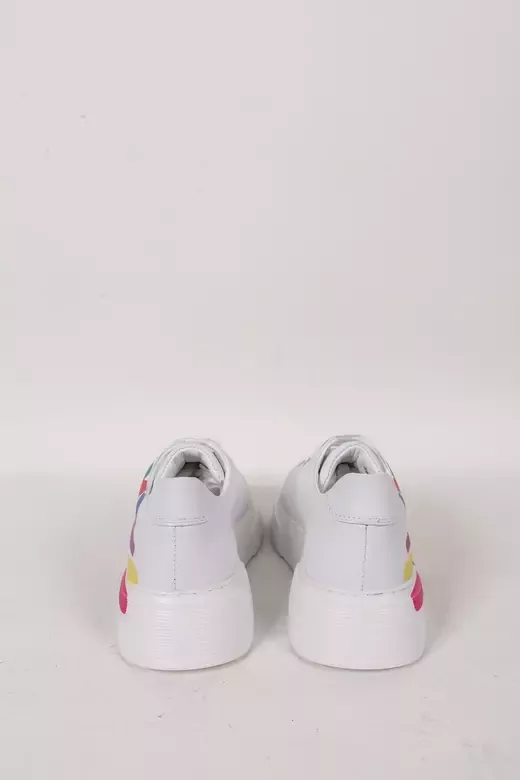 Kadın Beyaz Hakiki Deri Sneaker Spor Ayakkabı