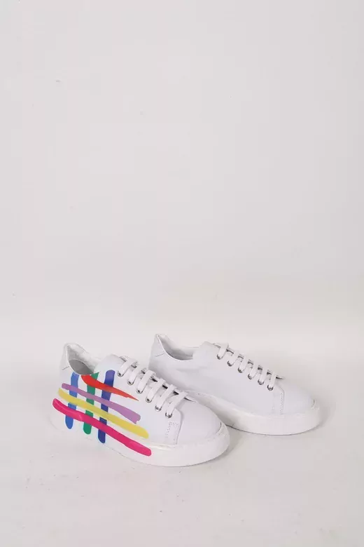 Kadın Beyaz Hakiki Deri Sneaker Spor Ayakkabı