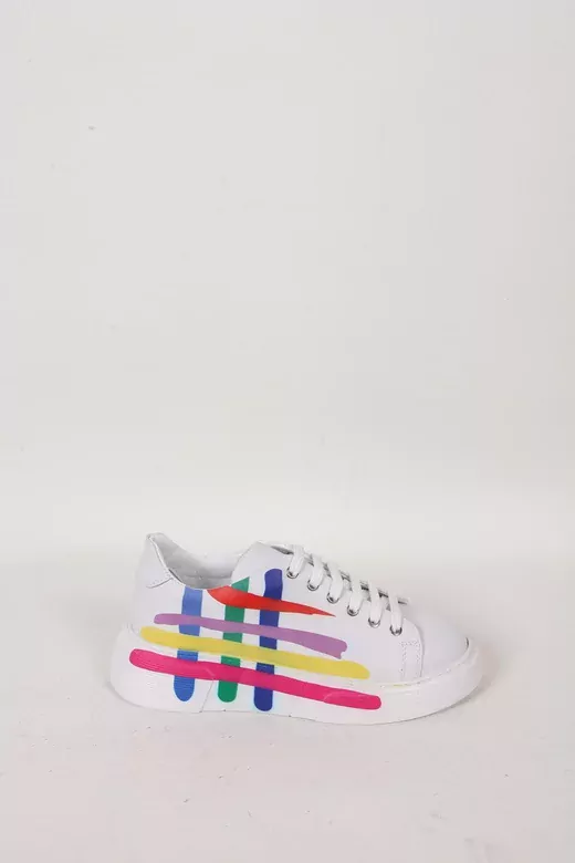 Kadın Beyaz Hakiki Deri Sneaker Spor Ayakkabı