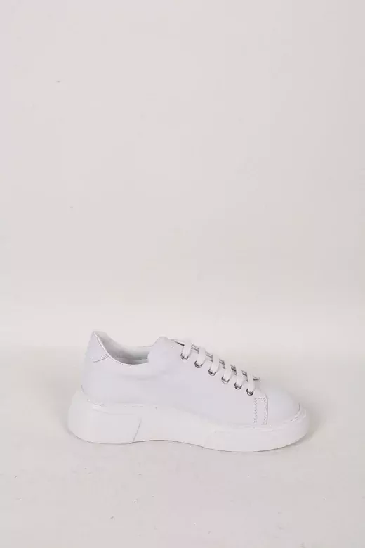 Kadın Beyaz Hakiki Deri Sneaker Spor Ayakkabı
