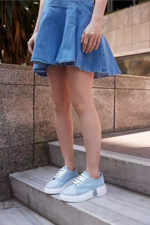 Kadın Deri Sneaker Gri