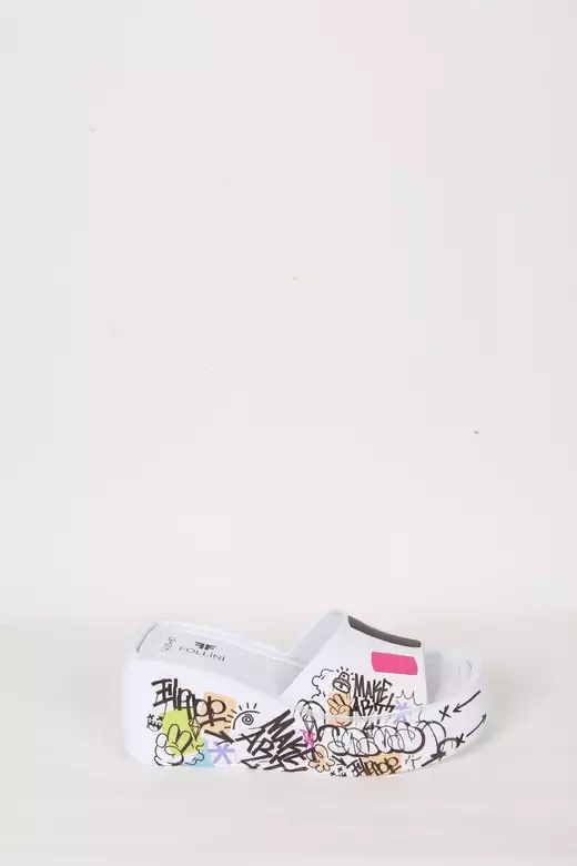 Kadın Deri Terlik Dolgu Topuk Beyaz