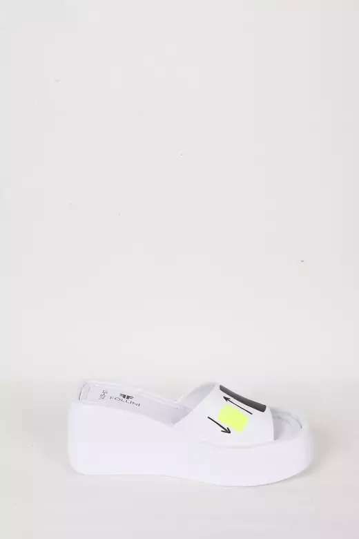 Kadın Deri Terlik Dolgu Topuk Beyaz