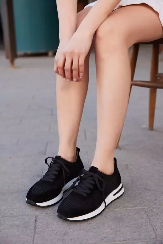 Kadın Buz Mavisi Hakiki Deri Sneaker Spor Ayakkabı