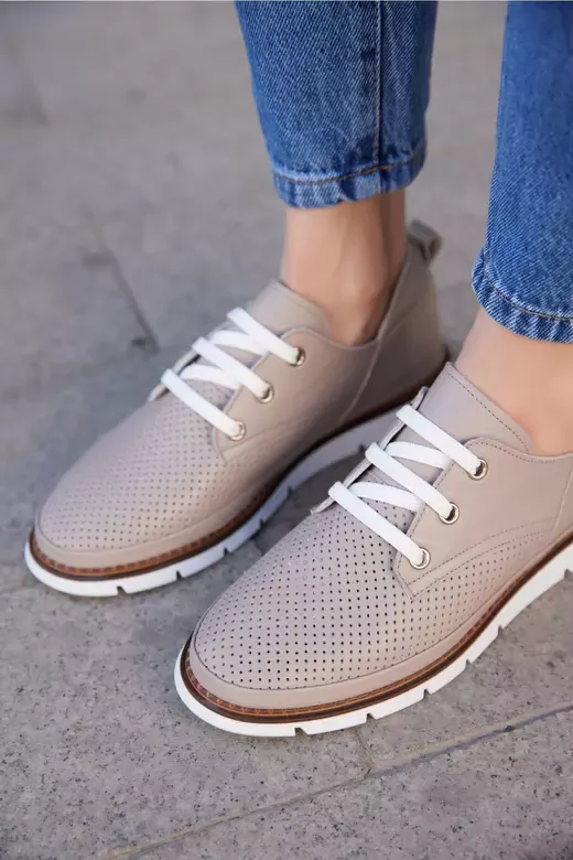 Kadın Yeşil Deri Sneaker Spor Ayakkabı