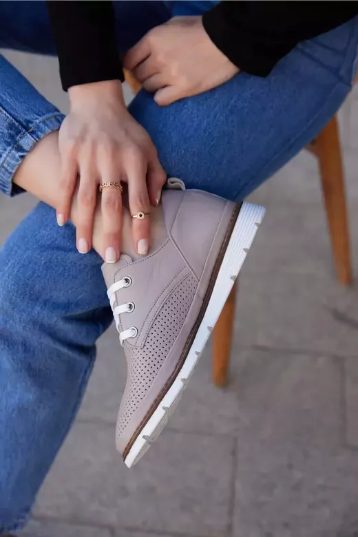 Kadın Yeşil Deri Sneaker Spor Ayakkabı