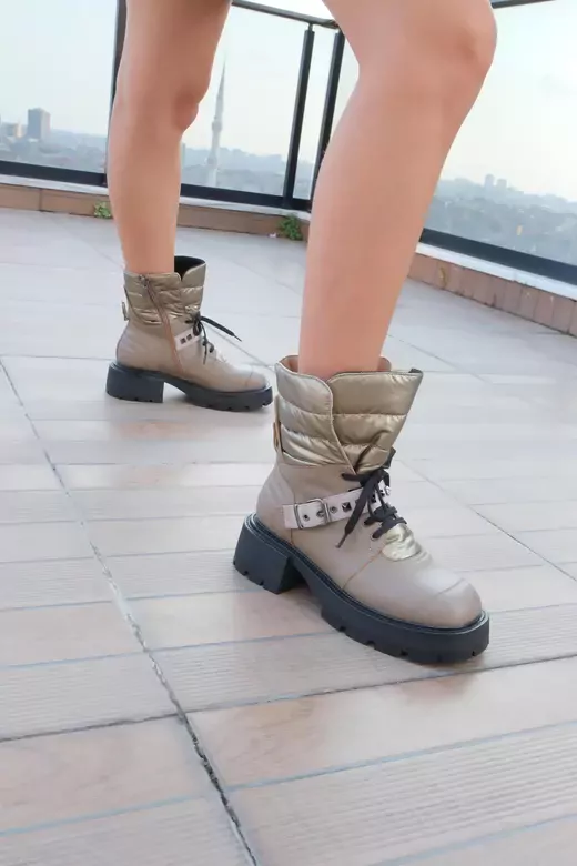 Kadın Vizon Hakiki Deri Aksesuar Detaylı Bot