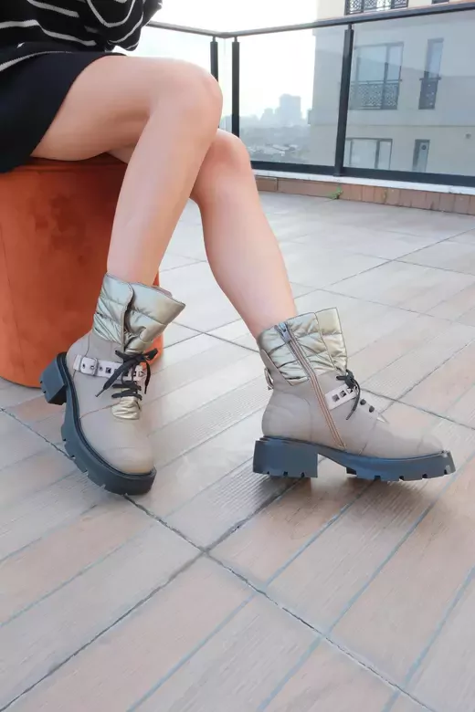 Kadın Vizon Hakiki Deri Aksesuar Detaylı Bot