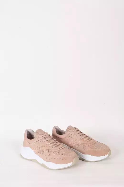 Kadın Bej Süet Hakiki Deri Spor Sneaker