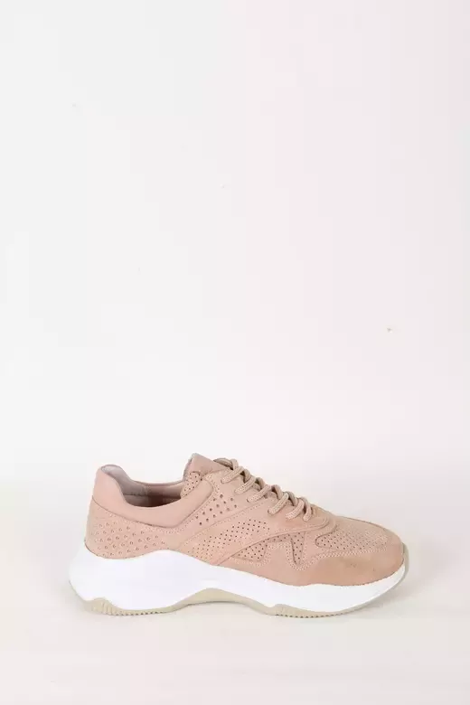 Kadın Bej Süet Hakiki Deri Spor Sneaker