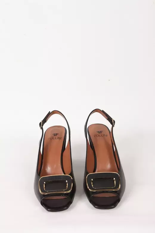 Kadın Deri Ayakkabı Aksesuar Detaylı Topuklu Siyah