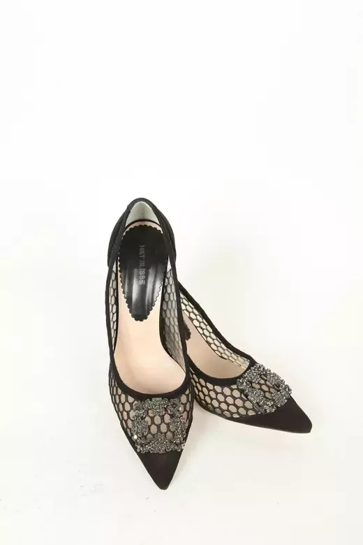 Kadın Deri Ayakkabı Aksesuar Detaylı Siyah