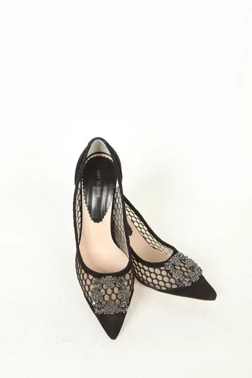 Kadın Deri Ayakkabı Aksesuar Detaylı Siyah