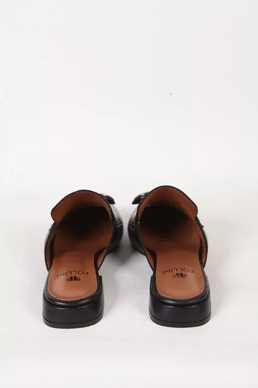 Kadın Deri Terlik Topuklu Siyah