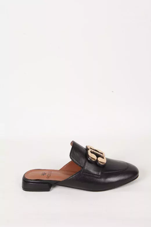 Kadın Deri Terlik Topuklu Siyah