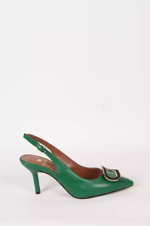 Kadın Deri Ayakkabı Topuklu Yeşil