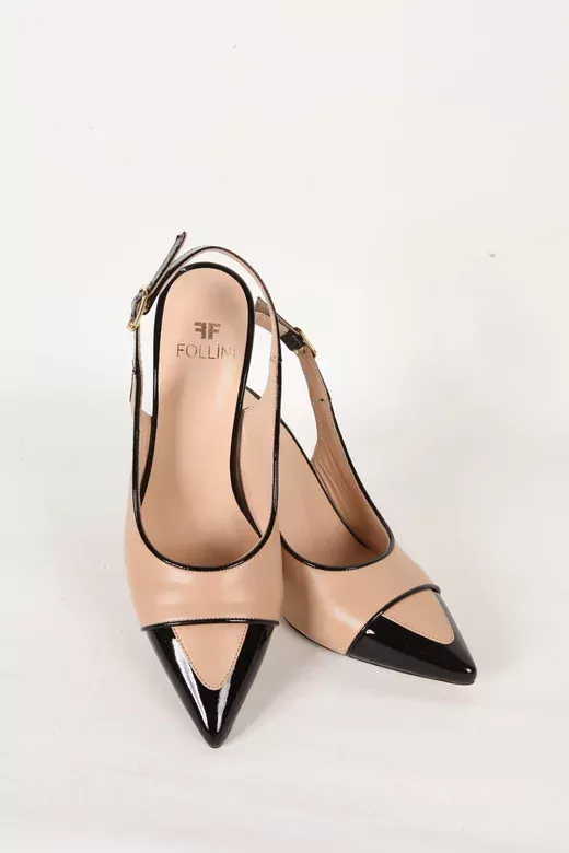 Kadın Siyah-Camel Hakiki Deri Topuklu Ayakkabı