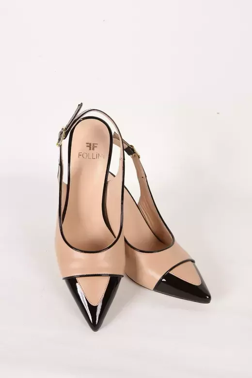 Kadın Siyah-Camel Hakiki Deri Topuklu Ayakkabı