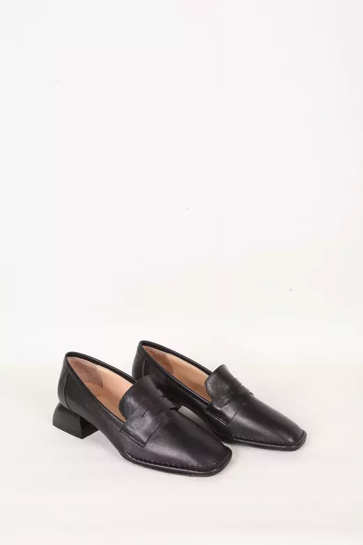 Kadın Deri Ayakkabı Topuk Detaylı Camel