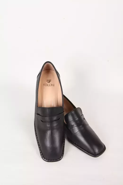 Kadın Deri Ayakkabı Topuk Detaylı Camel