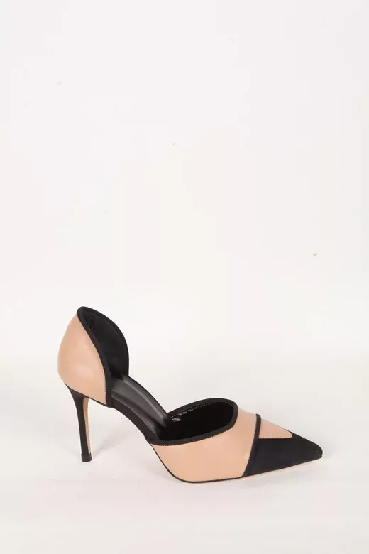 Kadın Siyah Saten Hakiki Deri Topuklu Ayakkabı