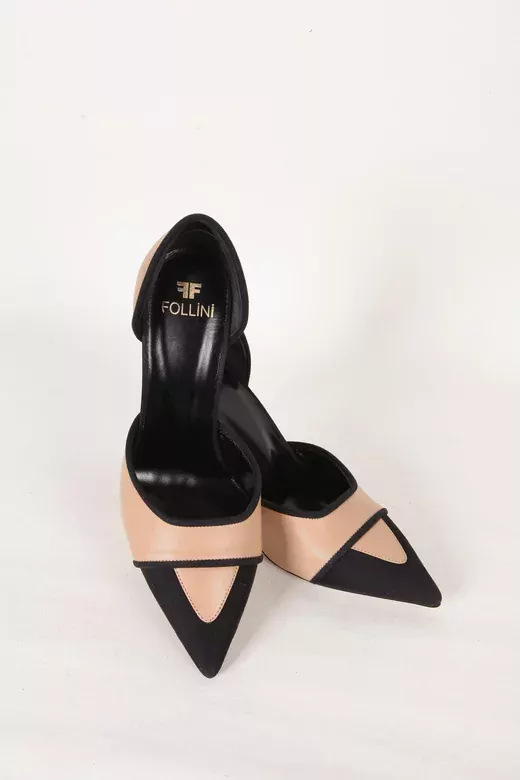 Kadın Siyah Saten Hakiki Deri Topuklu Ayakkabı