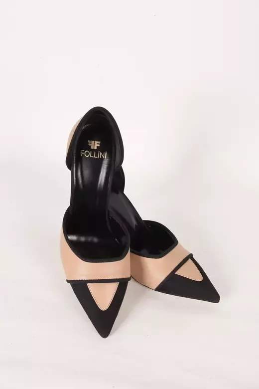 Kadın Siyah Saten Hakiki Deri Topuklu Ayakkabı