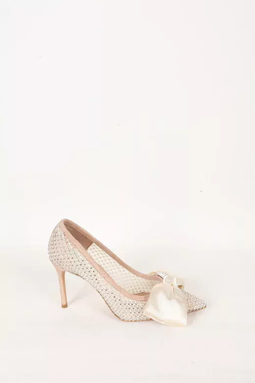 Kadın Siyah Fiyonk Ve Taş Detaylı Hakiki Deri Ayakkabı