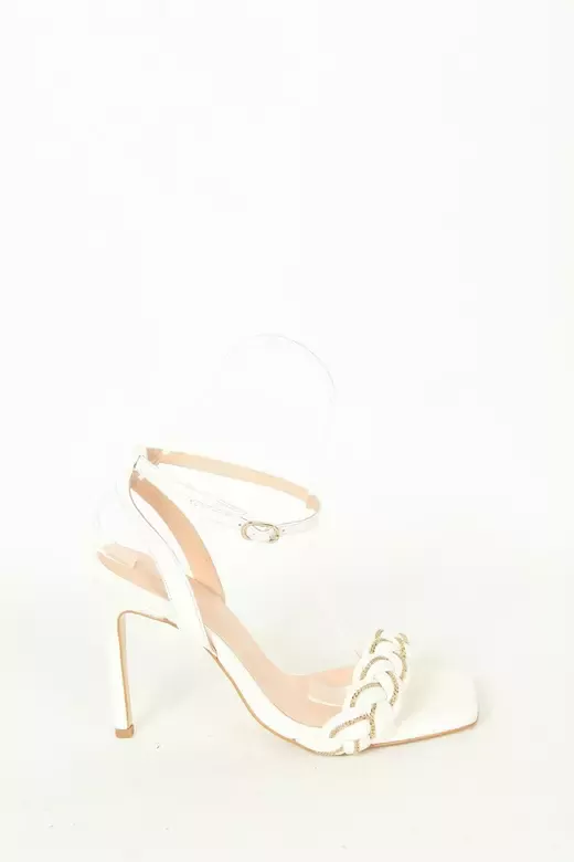 Kadın Topuklu Detay Örgülü Sandalet