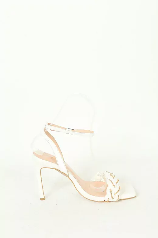 Kadın Topuklu Detay Örgülü Sandalet