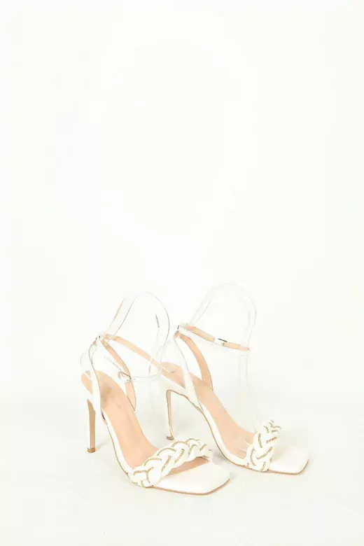 Kadın Topuklu Detay Örgülü Sandalet