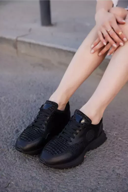 Kadın Deri Sneaker Siyah