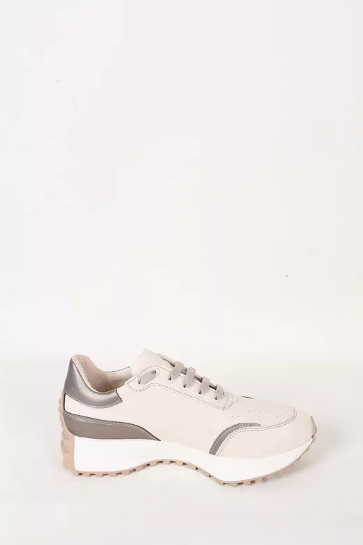 Kadın Deri Sneaker Krem