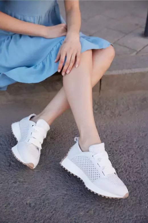 Kadın Beyaz Hakiki Deri Snekear