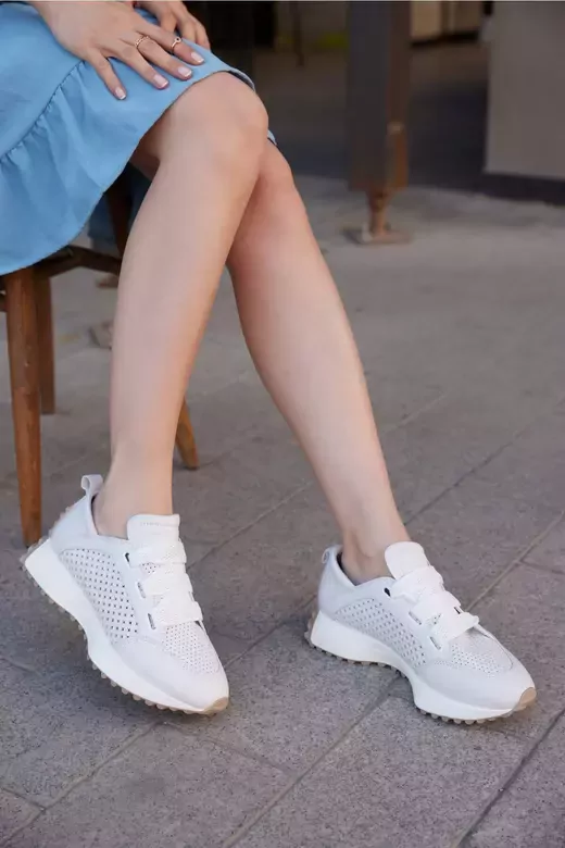 Kadın Beyaz Hakiki Deri Snekear