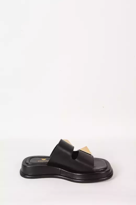 Kadın Vizon Hakiki Deri Aksesuar Detaylı Terlik