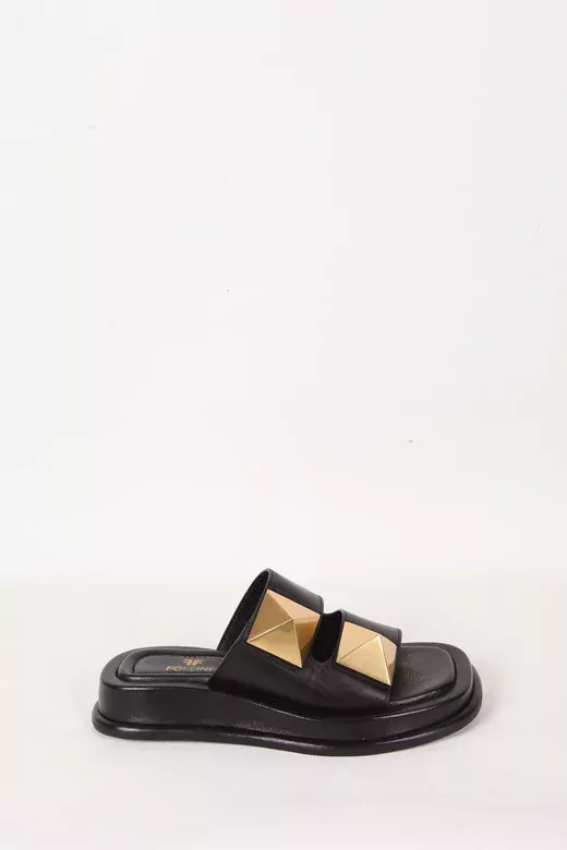 Kadın Vizon Hakiki Deri Aksesuar Detaylı Terlik