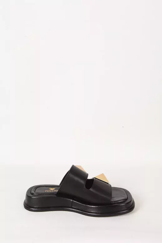 Kadın Vizon Hakiki Deri Aksesuar Detaylı Terlik