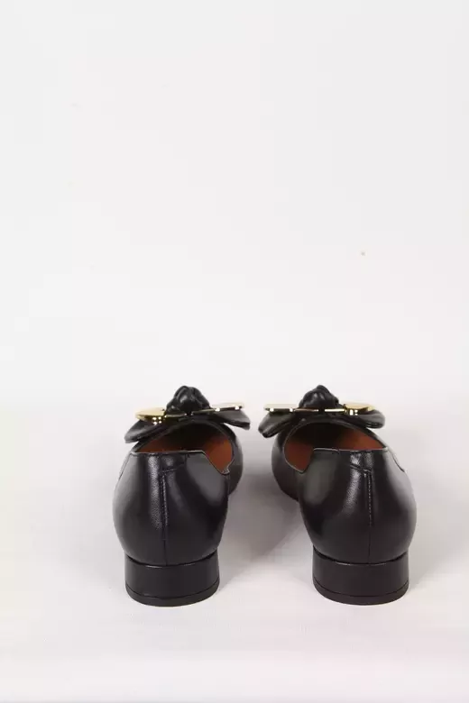 Kadın Deri Babet Aksesuar Detaylı Siyah