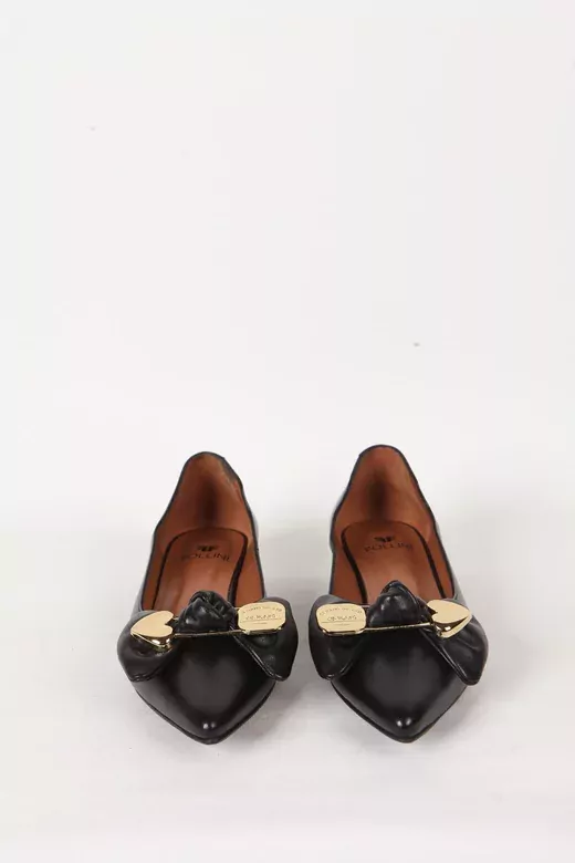 Kadın Deri Babet Aksesuar Detaylı Siyah