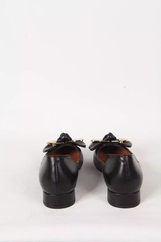 Kadın Deri Babet Aksesuar Detaylı Siyah