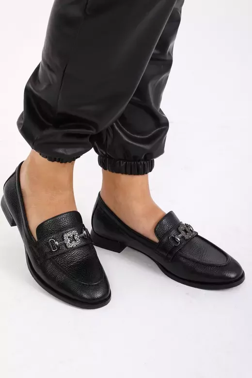 Kadın Yeşil Loafer Aksesuar Detaylı