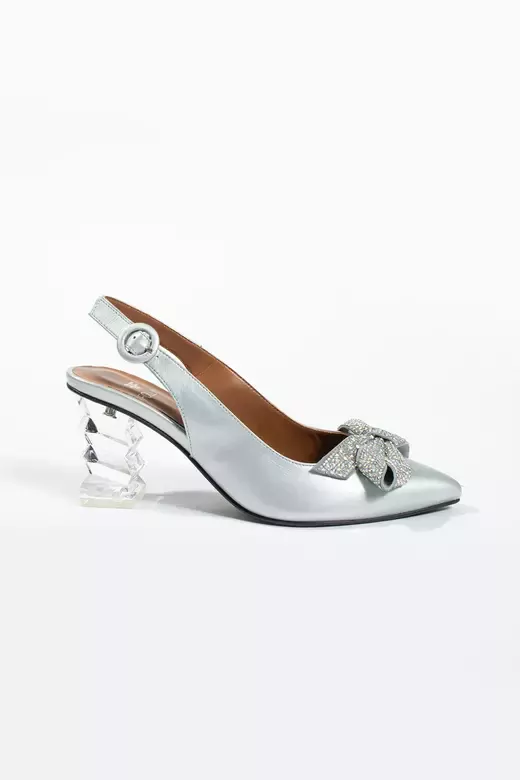 Kadın Siyah Hakiki Deri Aksesuar Ve Topuk Detaylı Topuklu Ayakkabı