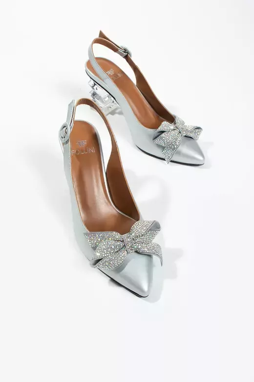 Kadın Siyah Hakiki Deri Aksesuar Ve Topuk Detaylı Topuklu Ayakkabı