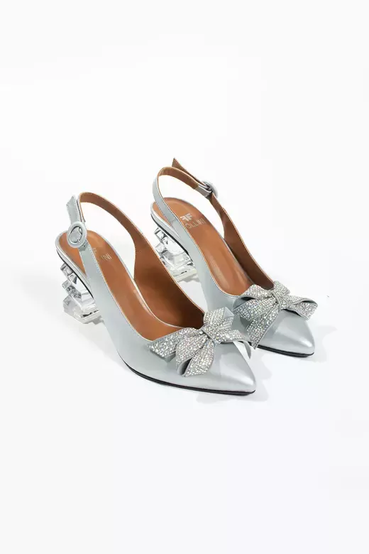 Kadın Siyah Hakiki Deri Aksesuar Ve Topuk Detaylı Topuklu Ayakkabı