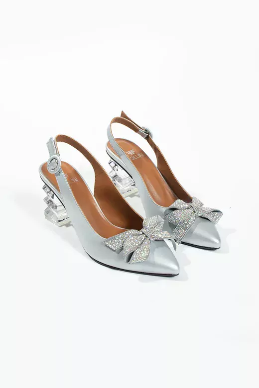 Kadın Siyah Hakiki Deri Aksesuar Ve Topuk Detaylı Topuklu Ayakkabı