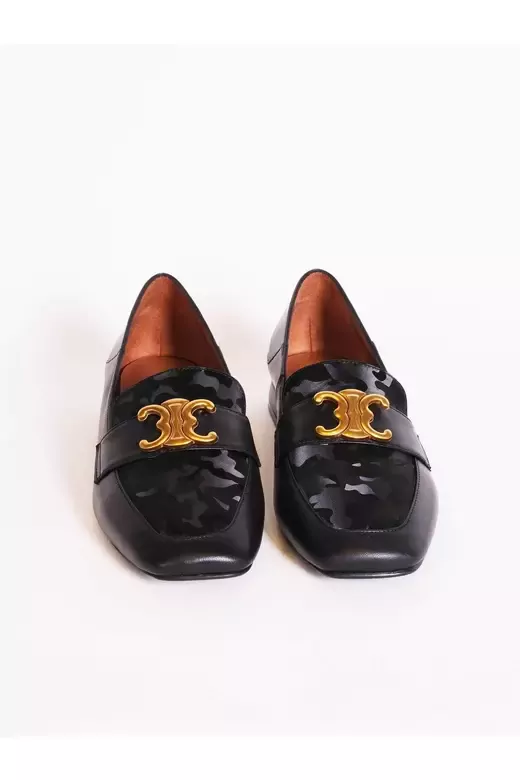 Kadın Siyah Hakiki Deri Aksesuar Detaylı Klasik Ayakkabı