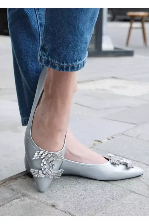 Kadın Deri Babet Aksesuarlı Fuşya