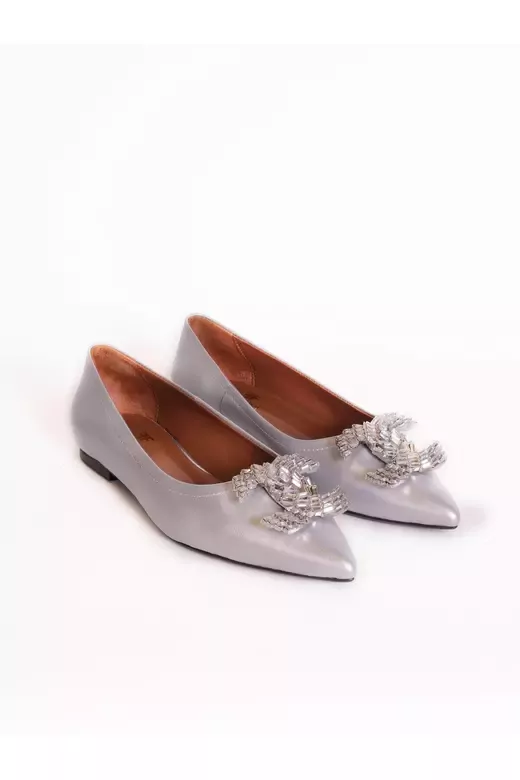 Kadın Deri Babet Aksesuarlı Fuşya